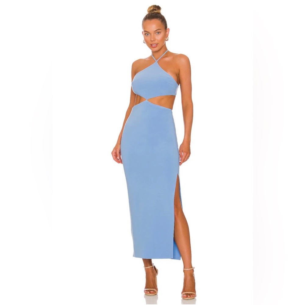 Bec&Bridge Iris hater midi dress in Malibu blue size usa 8 uk 12 - Picture 1 of 3